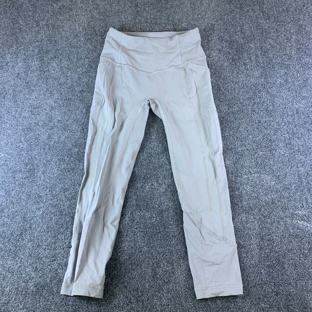 Lululemon Ankle Legging Women 6 Gray Pockets Contour Seam Performance Activewear